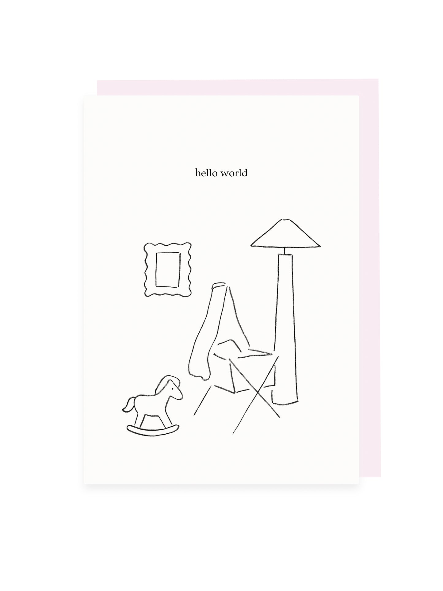 Folding card 'hello world' with pink envelope