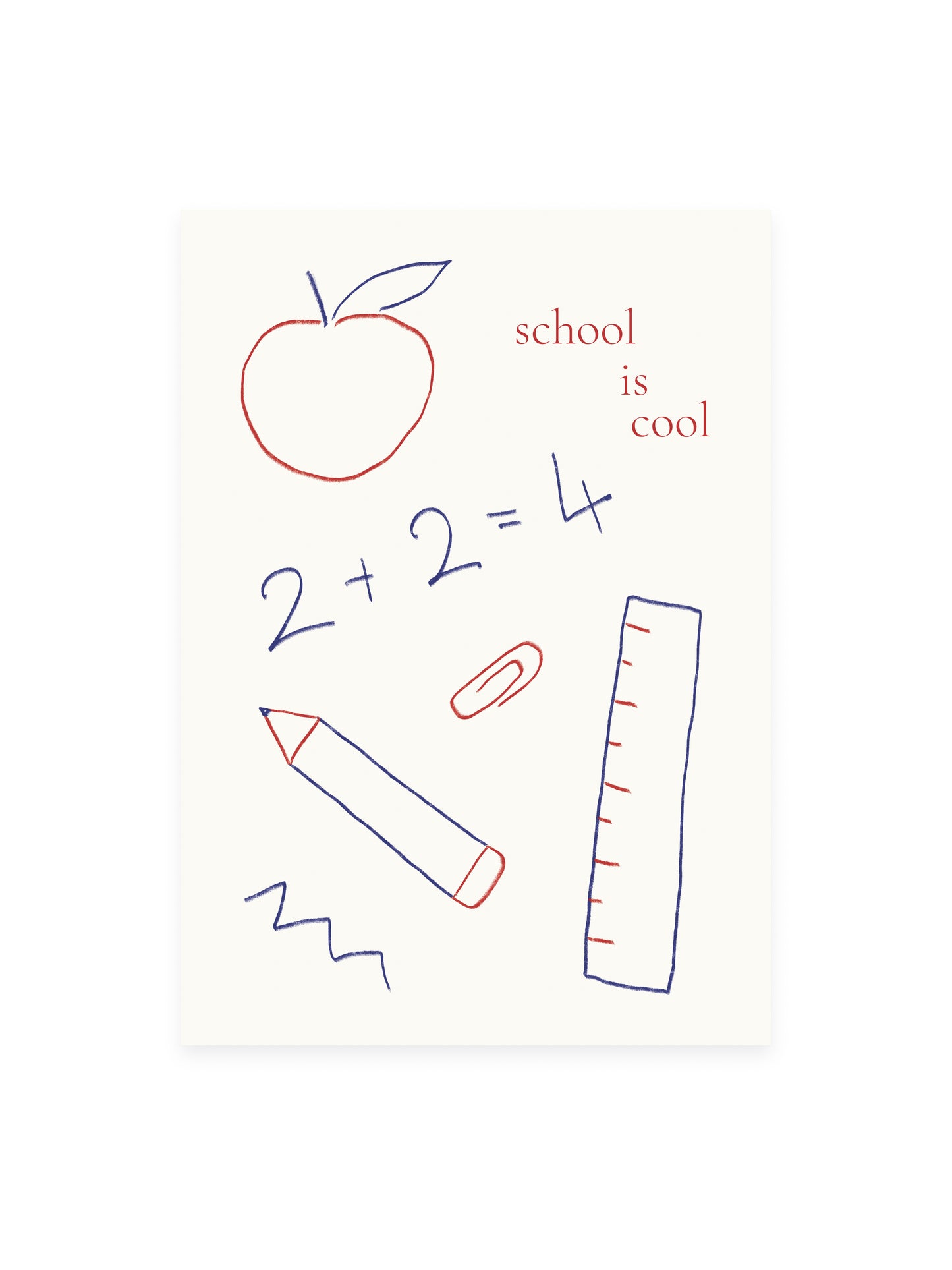 Postcard 'school is cool 2+2=4' (Risograph)