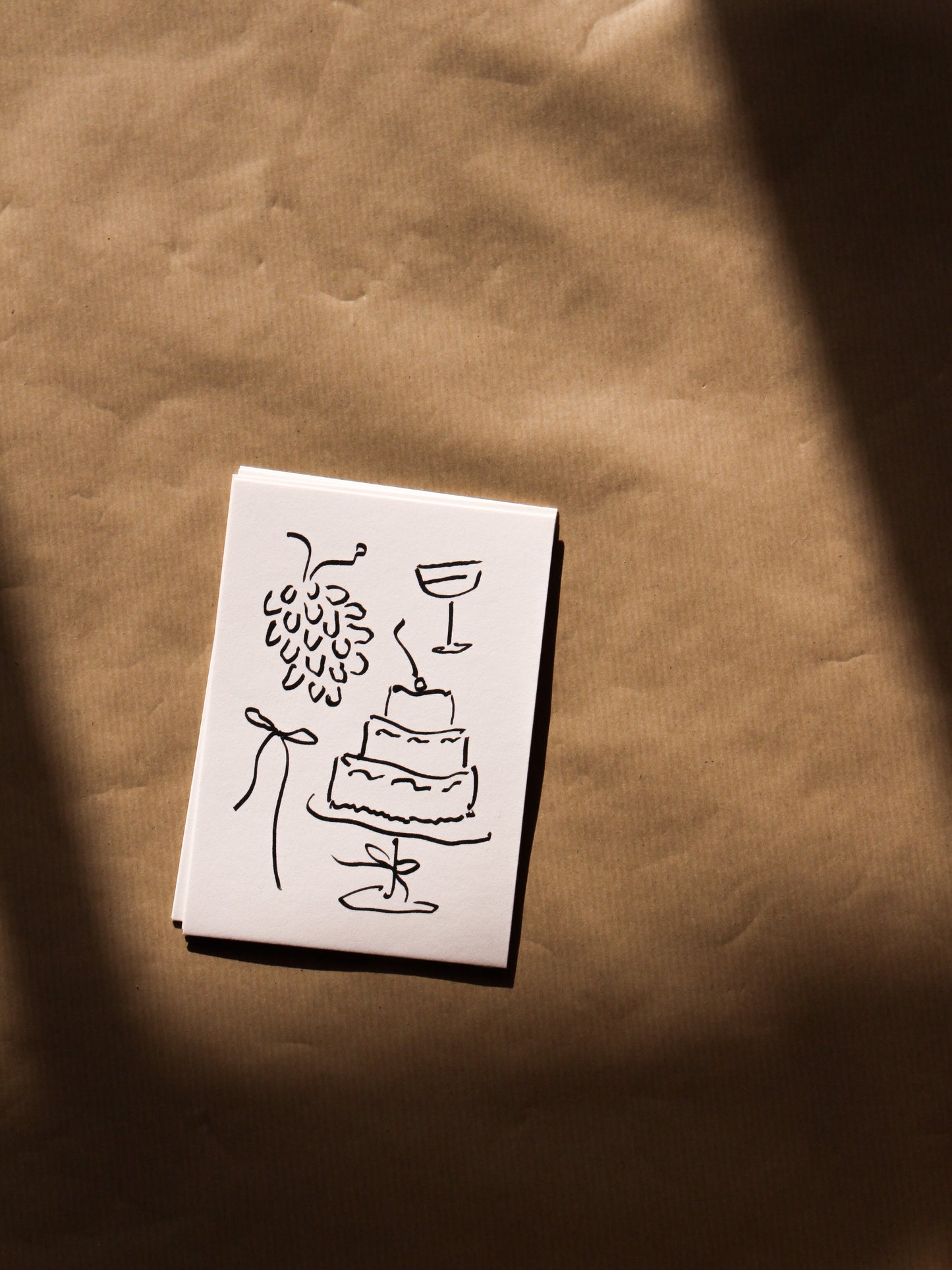 Postcard of grapes and cake (risograph)