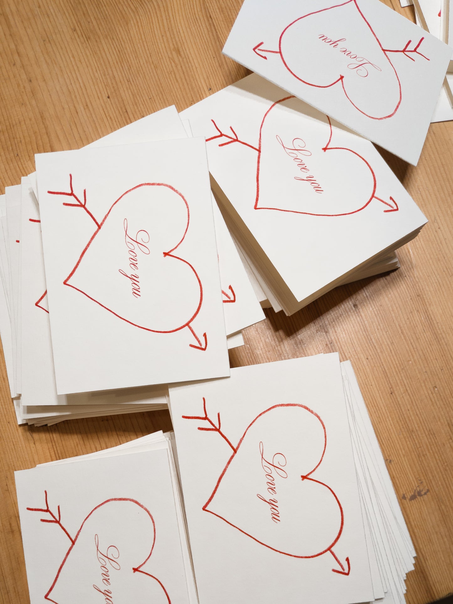 Folding Card 'Love you' Heart (Risograph)