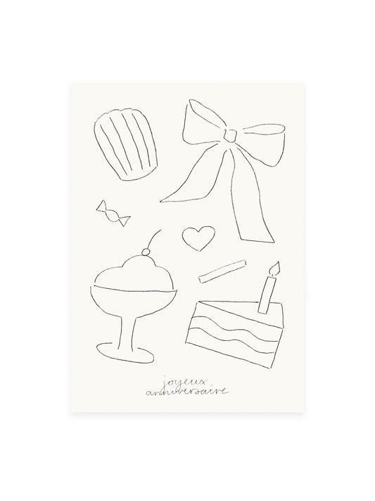 Postcard 'Joyeux Anniversaire' (risography)