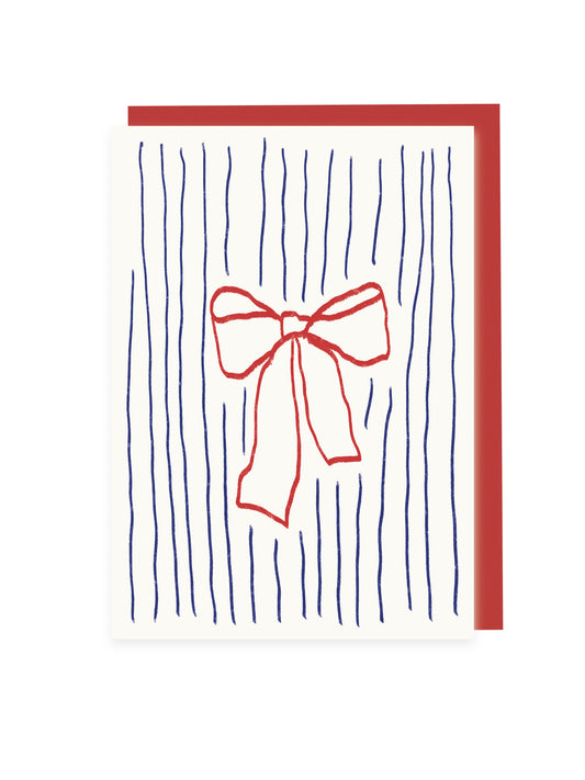 Folding card bow with stripes (risography)