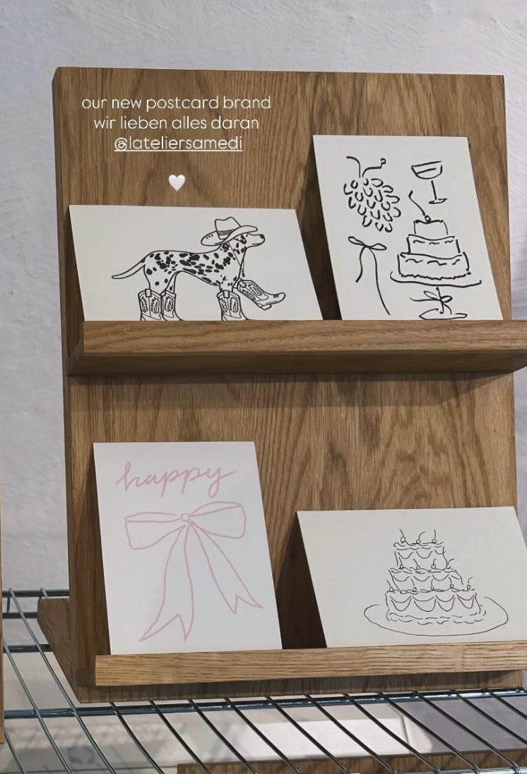 Massivholz-Display aus Eiche für 4 Karten