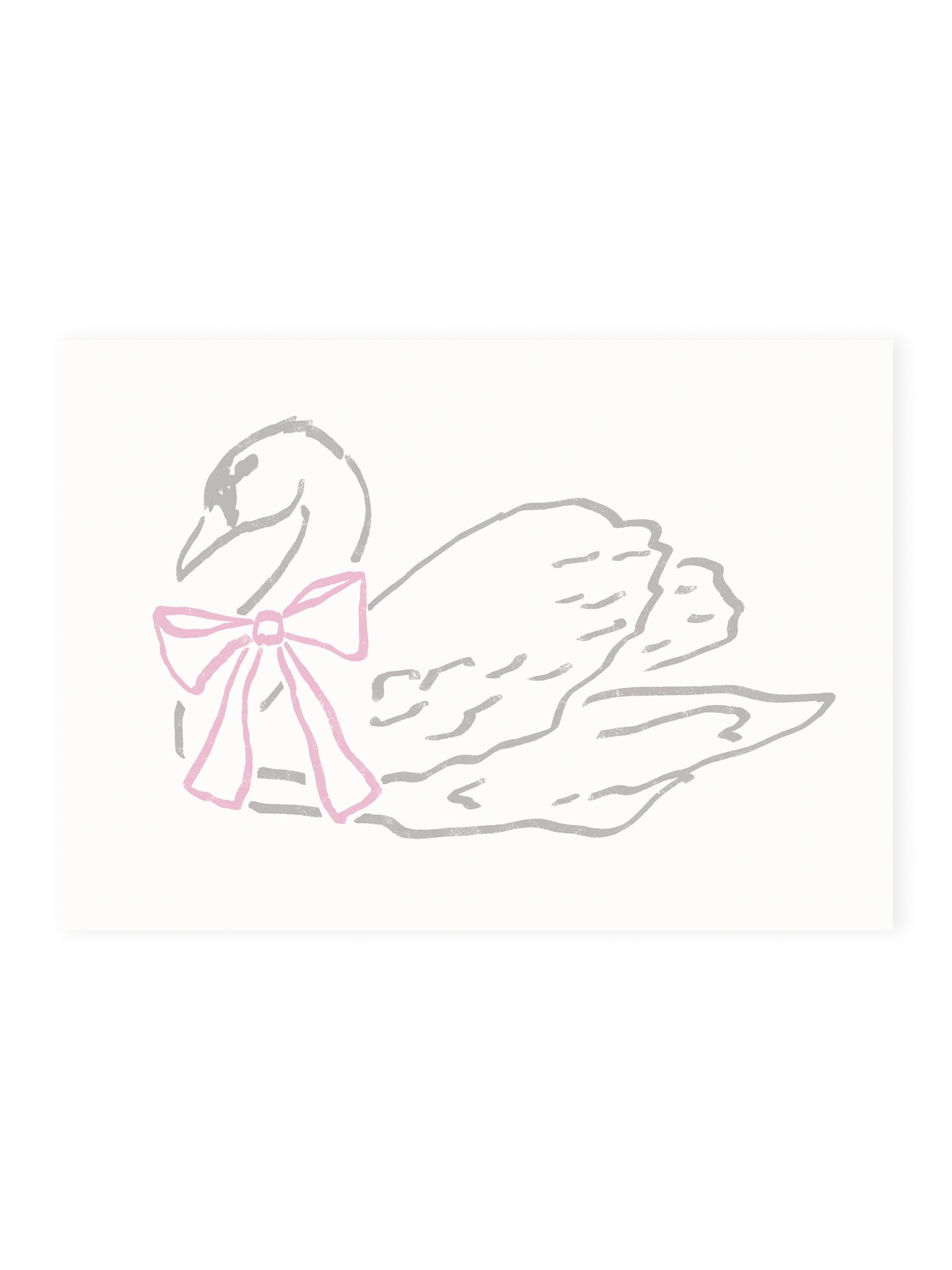 Postcard Swan with Pink Bow