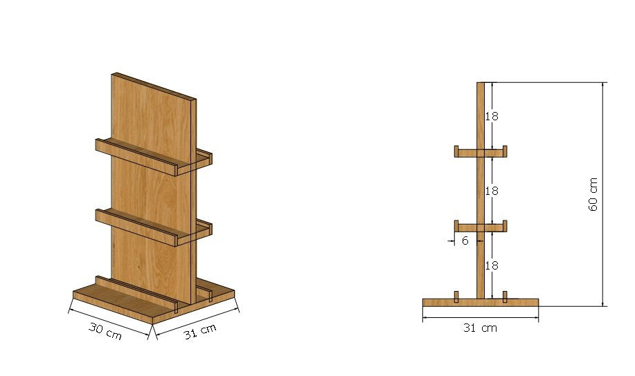 2-seitiges Massivholz-Display aus Eiche für 12-18 Karten