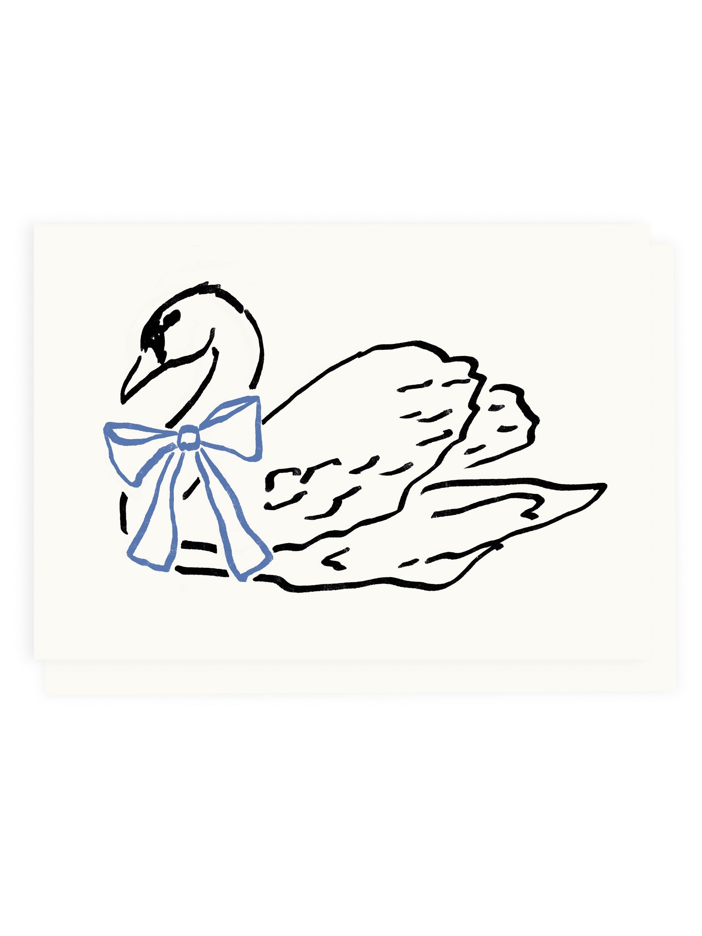 Folding card Swan with Blue Bow (Risography)