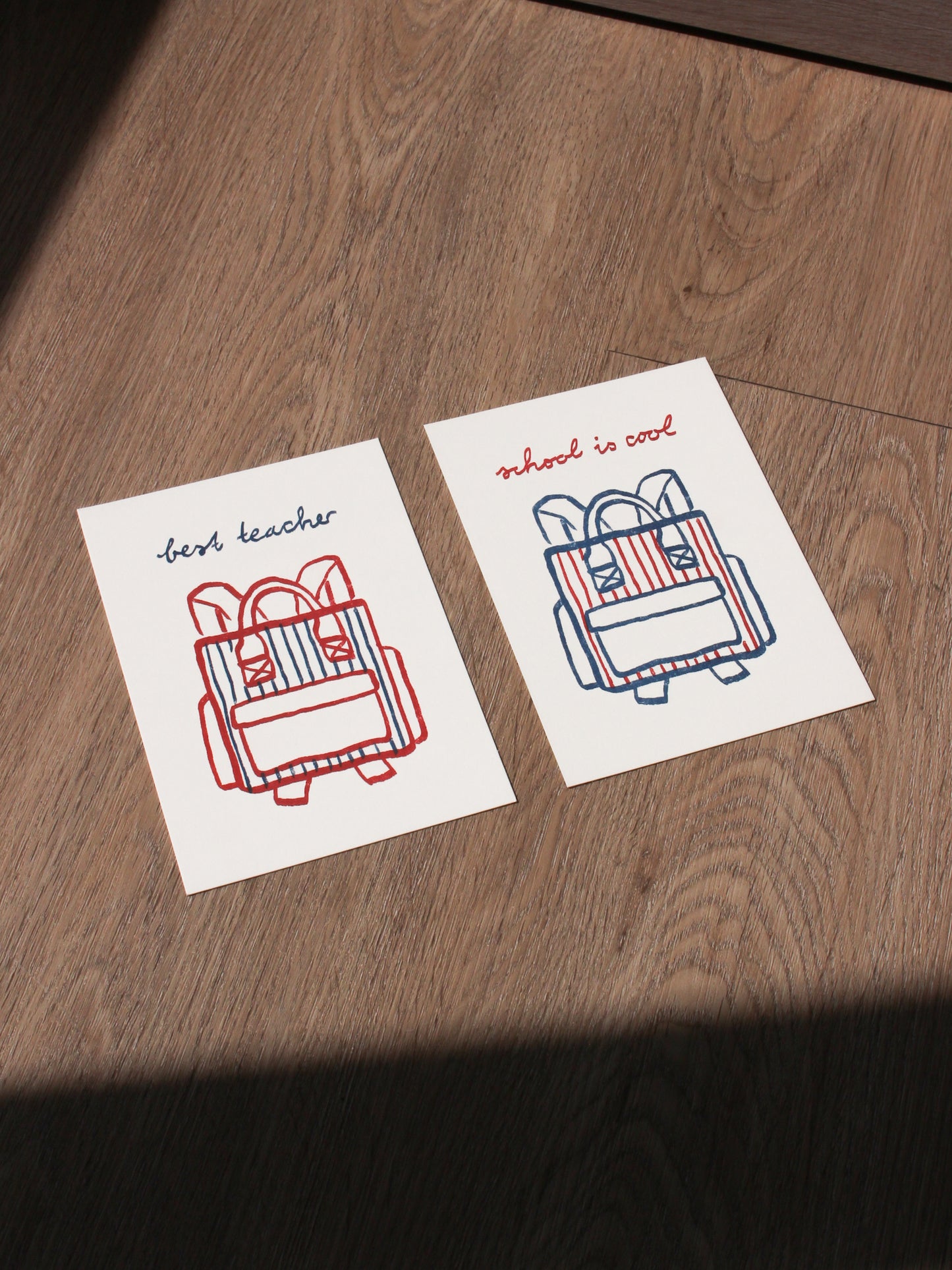 Postcard 'school is cool' (risography)