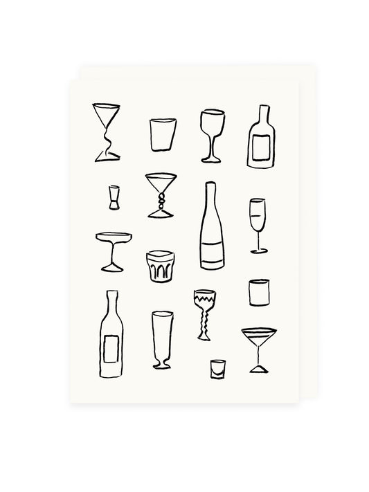 Folding card drinks (risography)