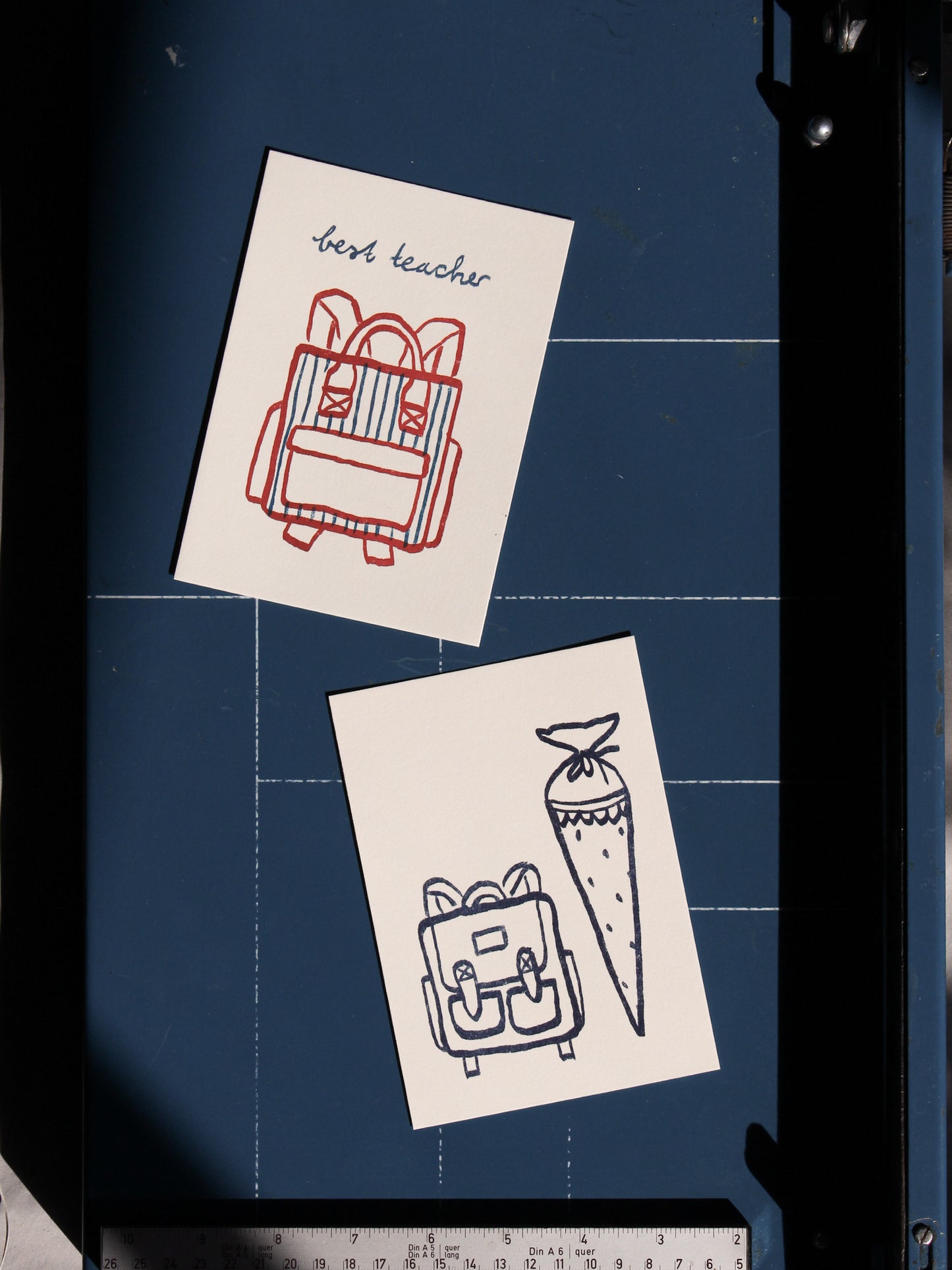 Postcard 'Schoolbag & School Cone' (risography)