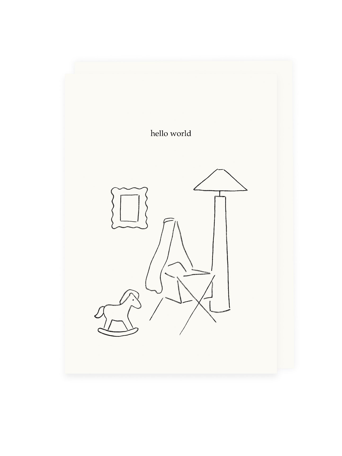 Folding card 'hello world' beige envelope (risograph)