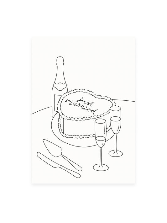 Postcard 'just married'