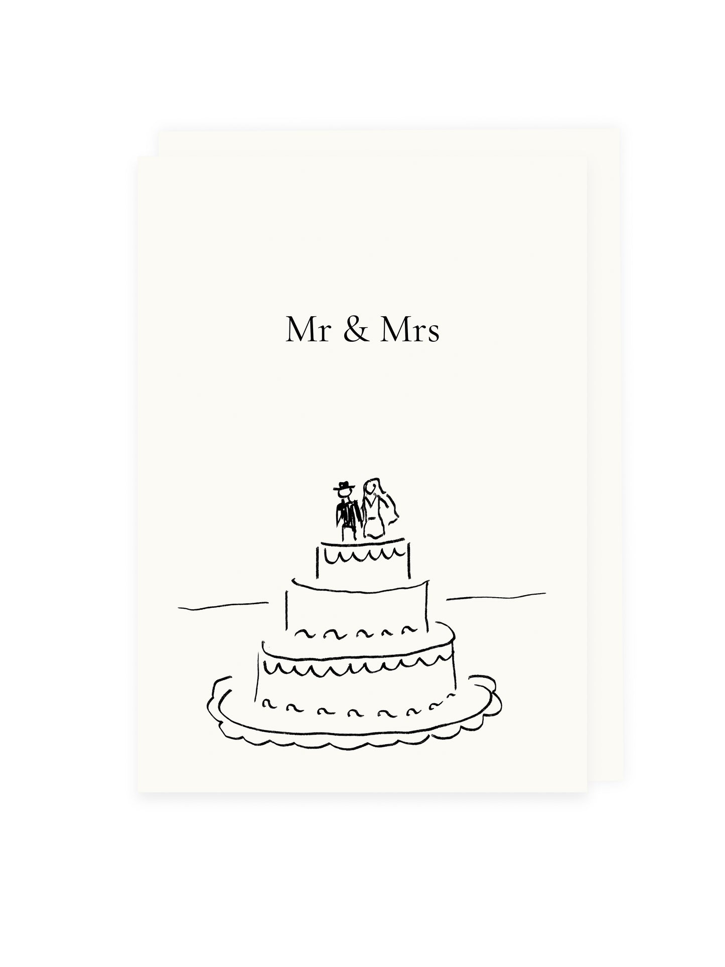 Folding card 'Mr &amp; Mrs' wedding cake (risograph)